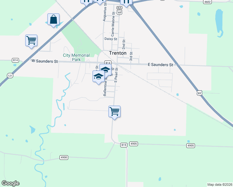 map of restaurants, bars, coffee shops, grocery stores, and more near 601 South Pearl Street in Trenton