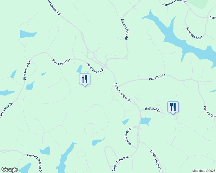 map of restaurants, bars, coffee shops, grocery stores, and more near 1023 Planters Trail in Greensboro