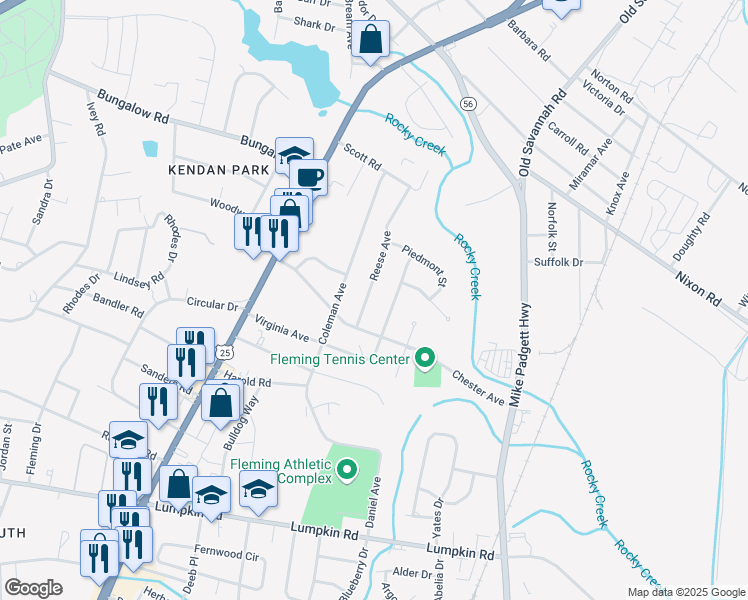 map of restaurants, bars, coffee shops, grocery stores, and more near 2514 Reese Avenue in Augusta