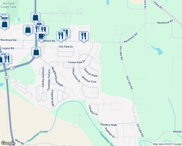 map of restaurants, bars, coffee shops, grocery stores, and more near 7055 Duncan Walk in McDonough