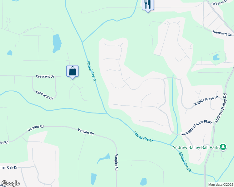 map of restaurants, bars, coffee shops, grocery stores, and more near 50 Barrington Farms Court in Sharpsburg