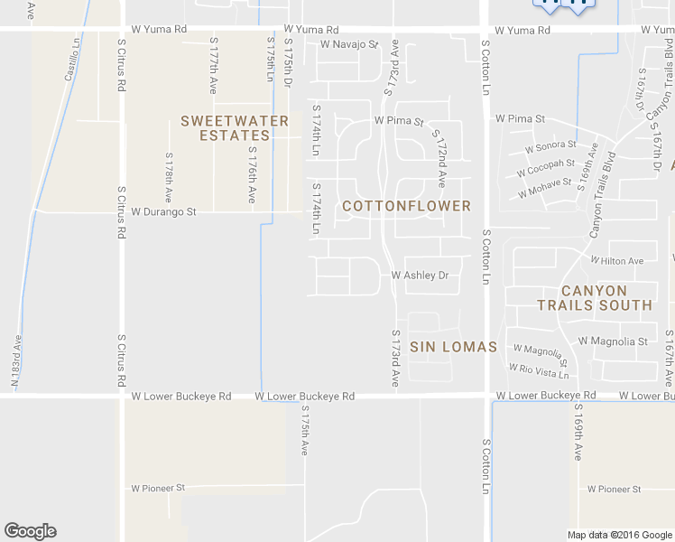 map of restaurants, bars, coffee shops, grocery stores, and more near 17390 W Ashley Dr in Goodyear