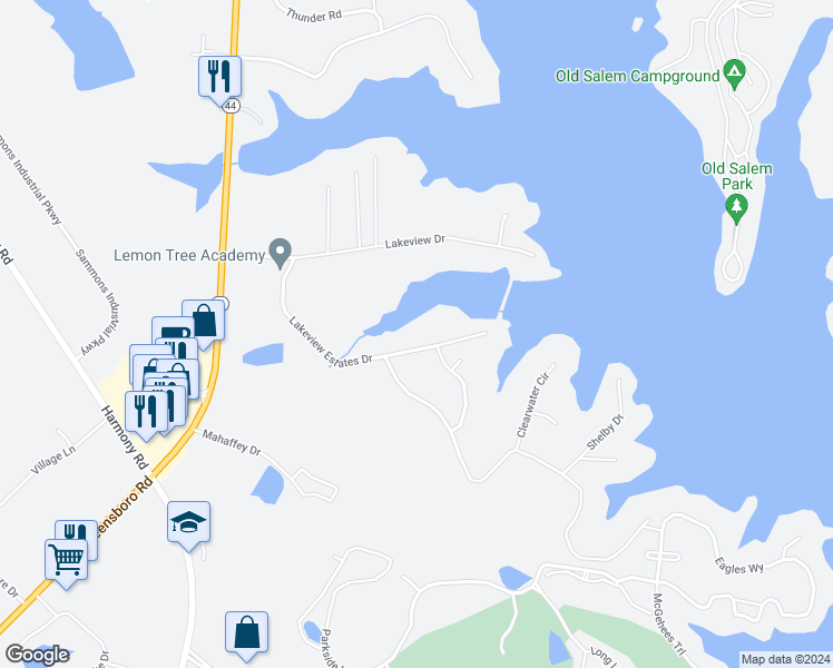 map of restaurants, bars, coffee shops, grocery stores, and more near 149 Lakeview Estates Drive in Eatonton