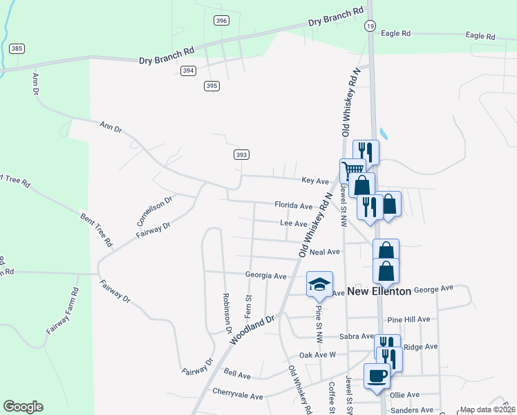 map of restaurants, bars, coffee shops, grocery stores, and more near 423 Florida Avenue in New Ellenton