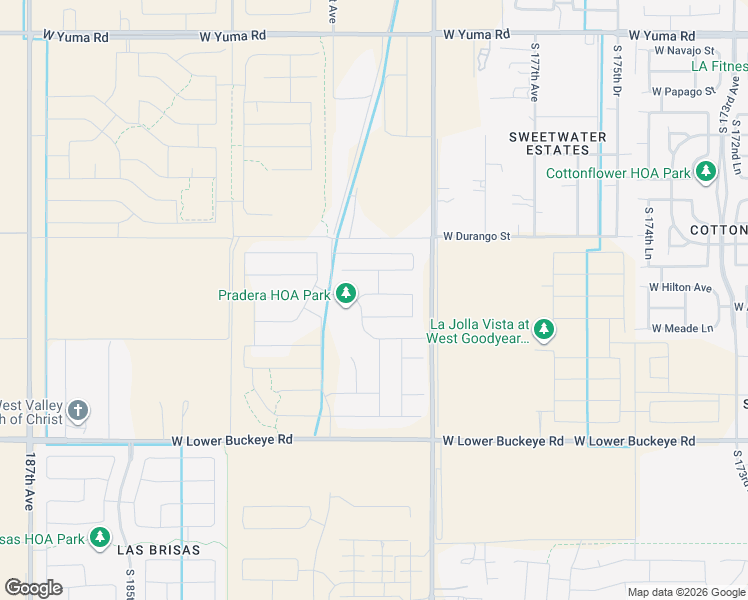 map of restaurants, bars, coffee shops, grocery stores, and more near 2000-2388 South Citrus Road in Goodyear