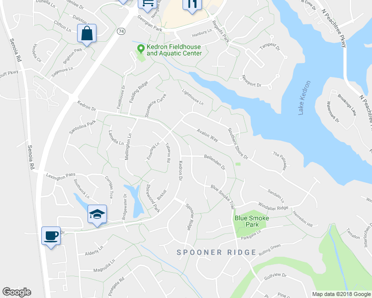 map of restaurants, bars, coffee shops, grocery stores, and more near 703 Cirrus Court in Peachtree City