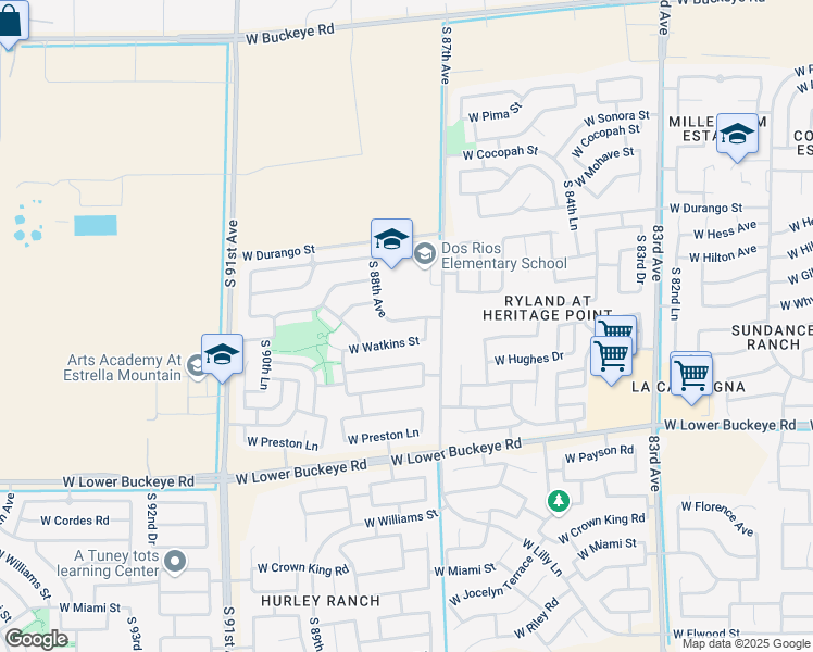 map of restaurants, bars, coffee shops, grocery stores, and more near 8714 West Watkins Street in Tolleson