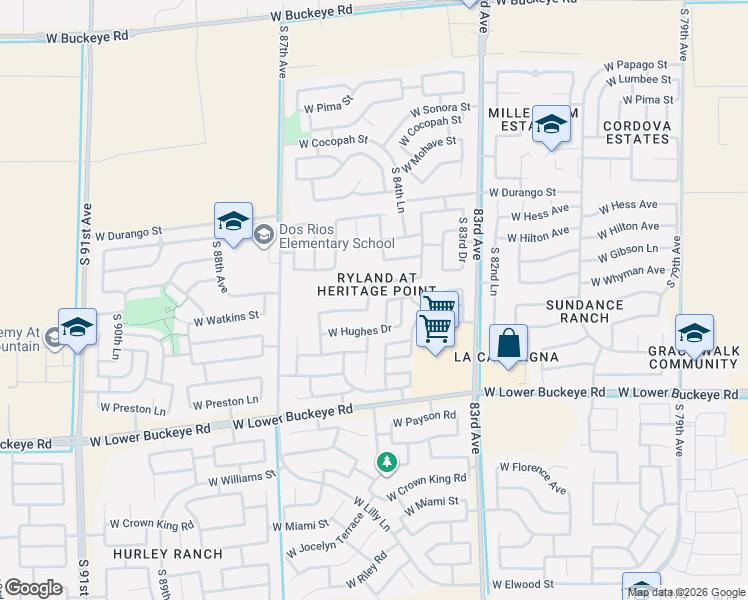 map of restaurants, bars, coffee shops, grocery stores, and more near 2246 South 85th Drive in Tolleson
