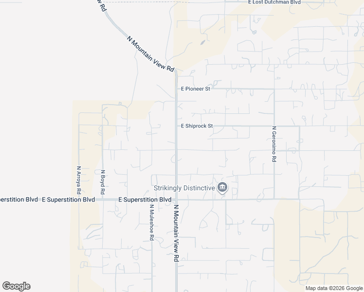 map of restaurants, bars, coffee shops, grocery stores, and more near 1245 North Mountain View Road in Apache Junction