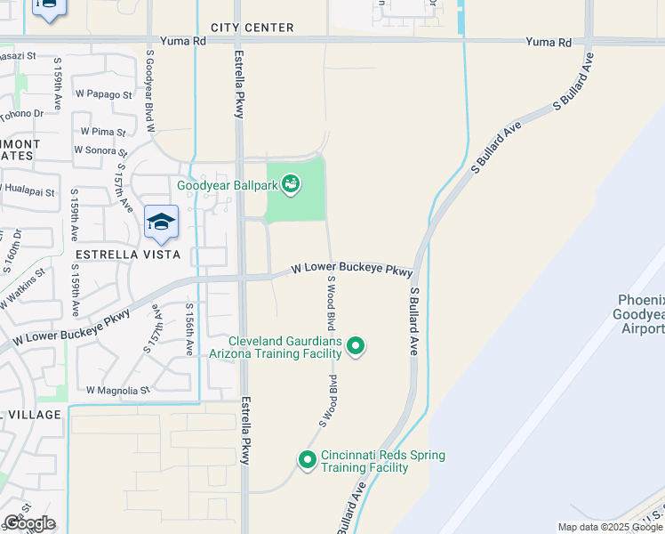map of restaurants, bars, coffee shops, grocery stores, and more near 15275 West Lower Buckeye Parkway in Goodyear
