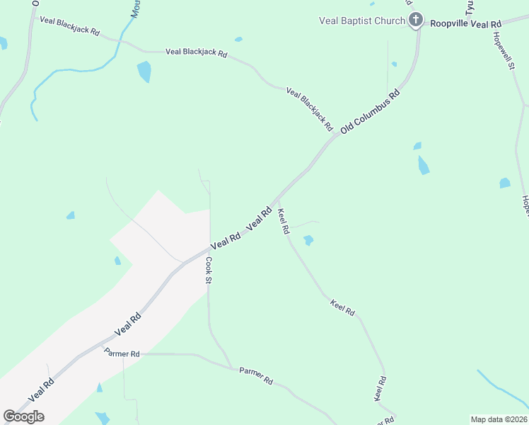 map of restaurants, bars, coffee shops, grocery stores, and more near Keel Road in Roopville