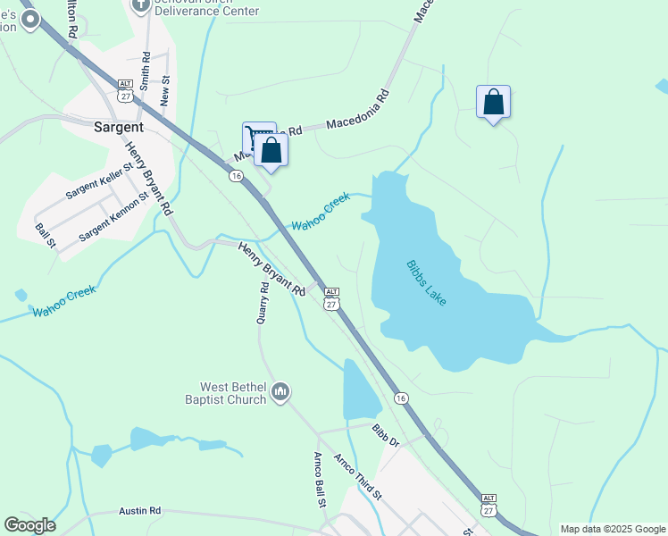 map of restaurants, bars, coffee shops, grocery stores, and more near 20 Powell Circle in Newnan