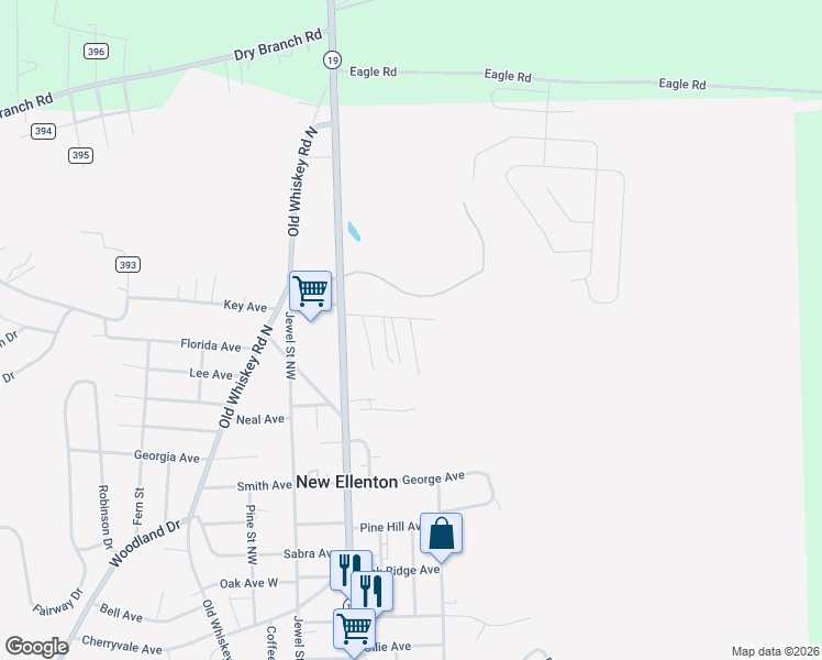 map of restaurants, bars, coffee shops, grocery stores, and more near 521 Joyce Lane in New Ellenton