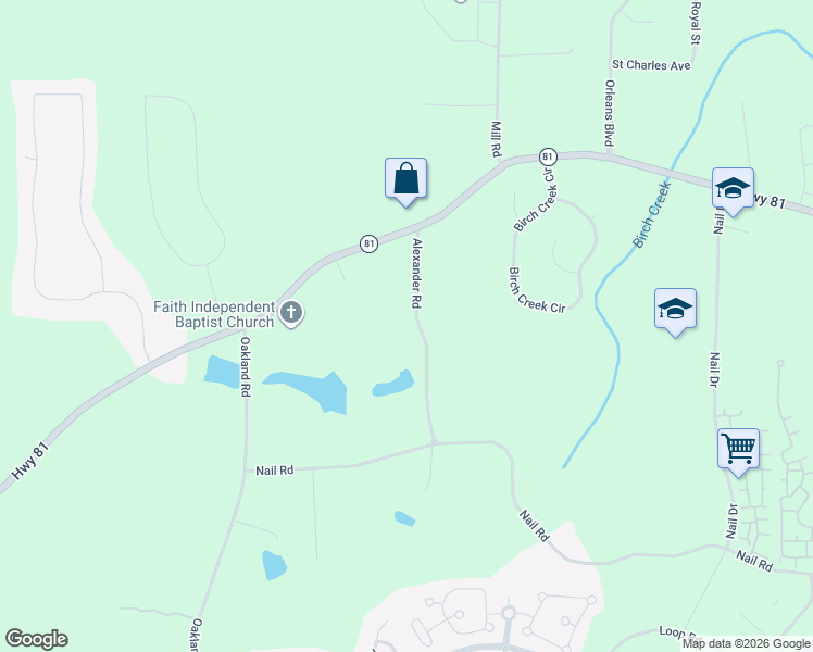 map of restaurants, bars, coffee shops, grocery stores, and more near 142 Alexander Road in McDonough