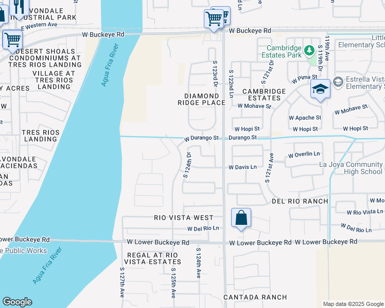 map of restaurants, bars, coffee shops, grocery stores, and more near 2002 South El Mirage Road in Avondale