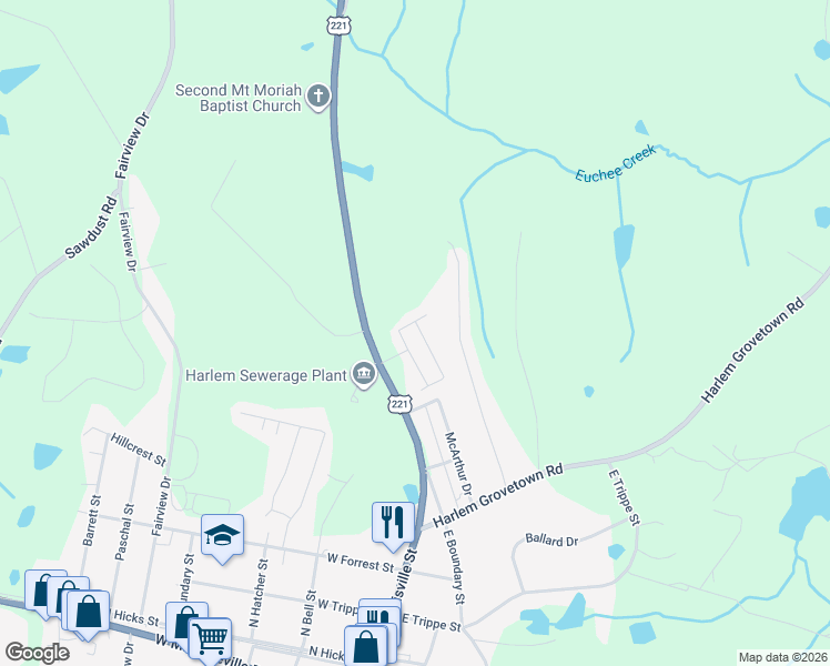 map of restaurants, bars, coffee shops, grocery stores, and more near 149 Oliver Hardy Court in Harlem