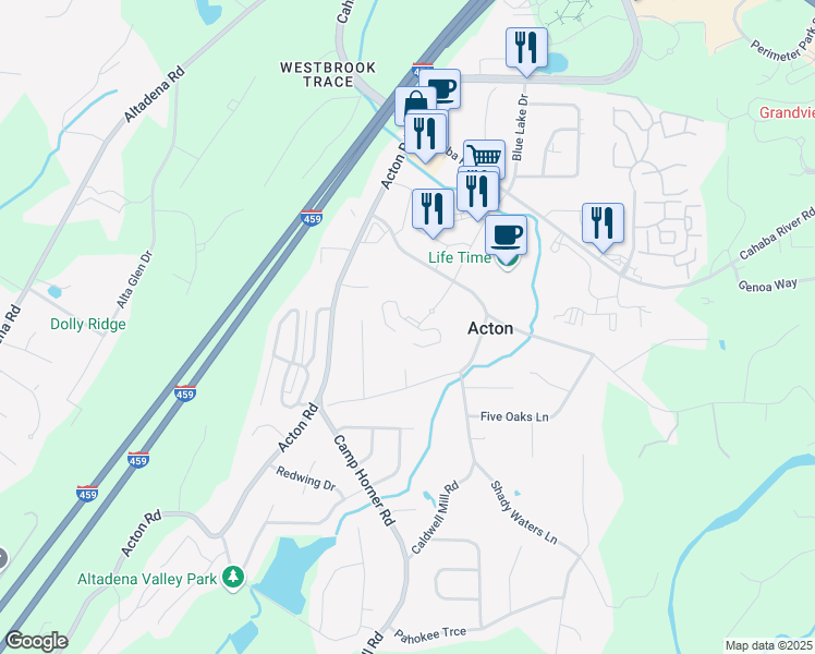 map of restaurants, bars, coffee shops, grocery stores, and more near 3090 Healthy Way in Birmingham