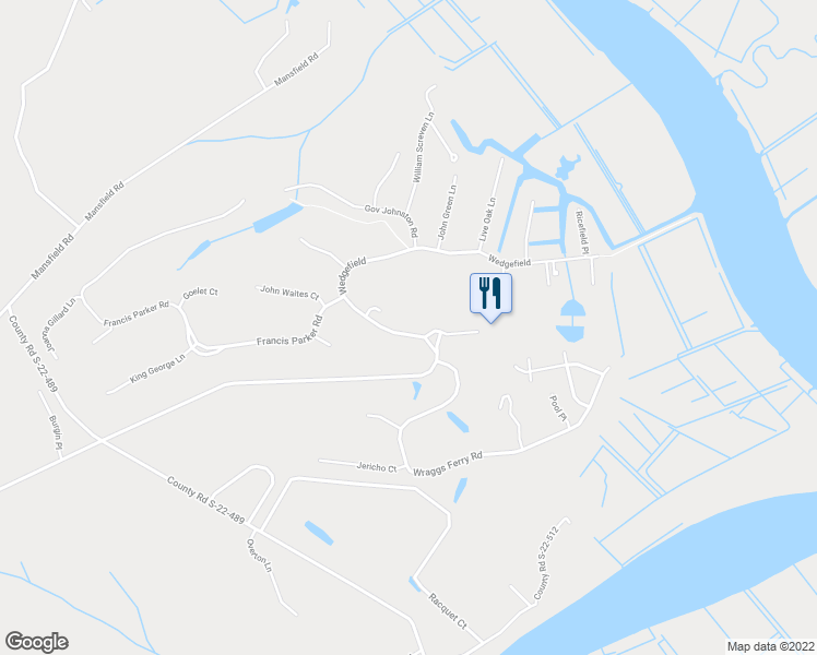 map of restaurants, bars, coffee shops, grocery stores, and more near 11 Wedgefield Village Road in Georgetown