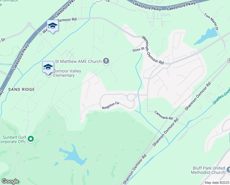 map of restaurants, bars, coffee shops, grocery stores, and more near 224 Kingston Circle in Birmingham
