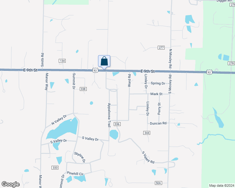 map of restaurants, bars, coffee shops, grocery stores, and more near 544 Cherokee Trail in Texarkana