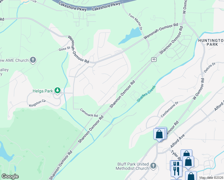 map of restaurants, bars, coffee shops, grocery stores, and more near 258 Oxmoor Place in Birmingham