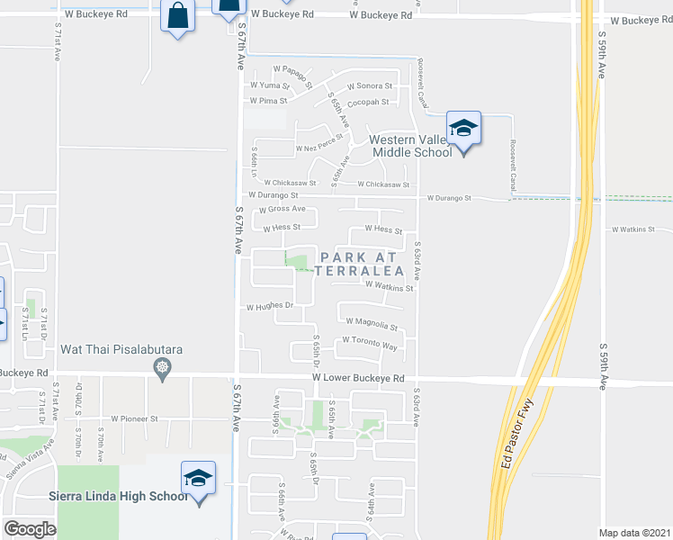map of restaurants, bars, coffee shops, grocery stores, and more near 6408 West Whyman Avenue in Phoenix