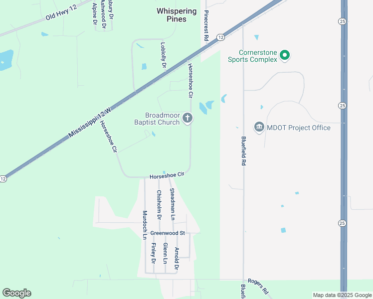 map of restaurants, bars, coffee shops, grocery stores, and more near 1541-1599 Horseshoe Circle in Starkville