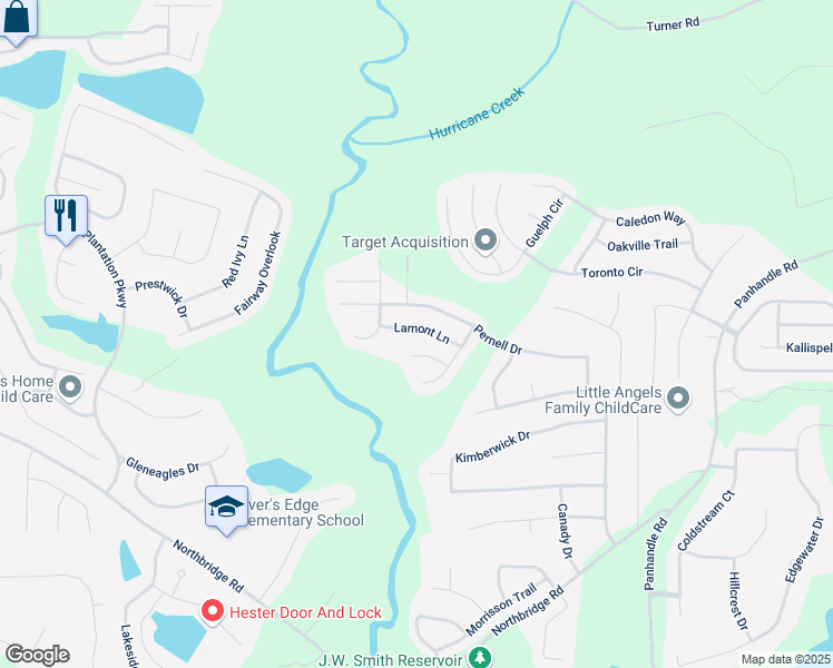 map of restaurants, bars, coffee shops, grocery stores, and more near 365 Lamont Lane in Hampton