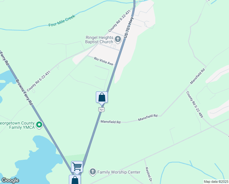 map of restaurants, bars, coffee shops, grocery stores, and more near 3822 North Fraser Street in Georgetown