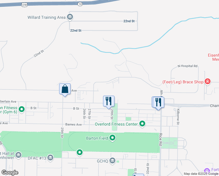 map of restaurants, bars, coffee shops, grocery stores, and more near 29803 8th Avenue in Augusta