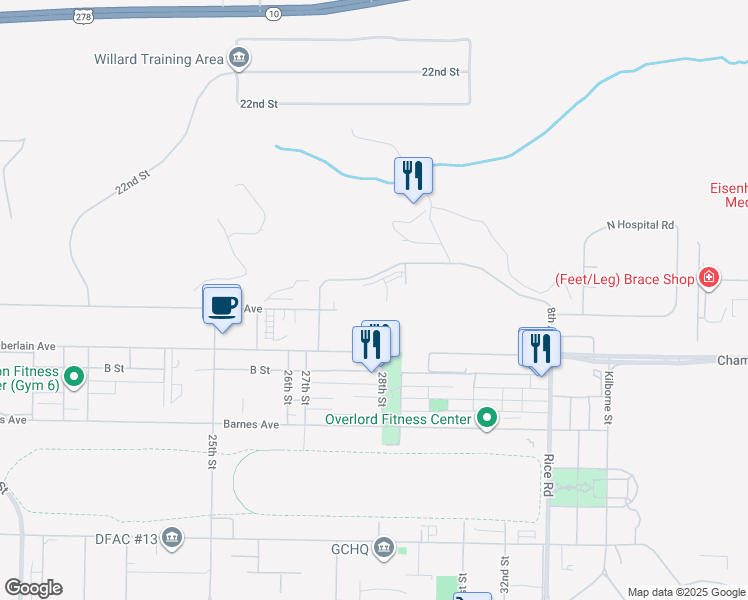 map of restaurants, bars, coffee shops, grocery stores, and more near 29803 8th Avenue in Augusta