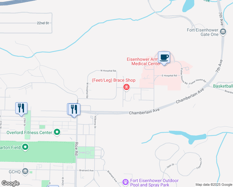 map of restaurants, bars, coffee shops, grocery stores, and more near Central Hospital Road in Augusta