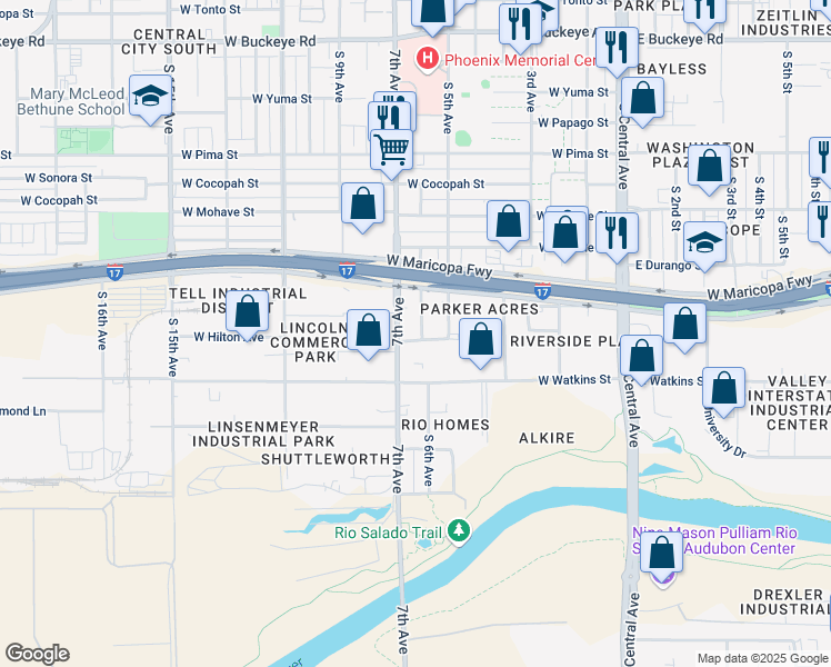 map of restaurants, bars, coffee shops, grocery stores, and more near 2142 South 6th Avenue in Phoenix