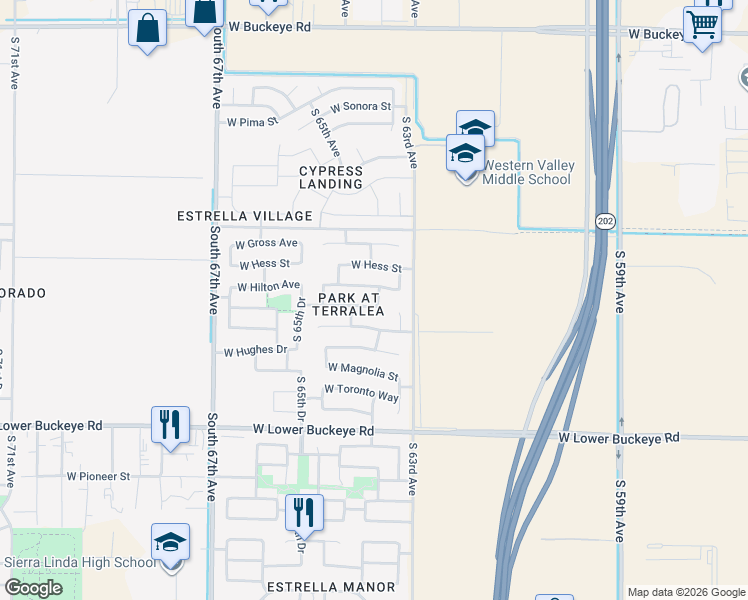 map of restaurants, bars, coffee shops, grocery stores, and more near 6326 West Whyman Avenue in Phoenix