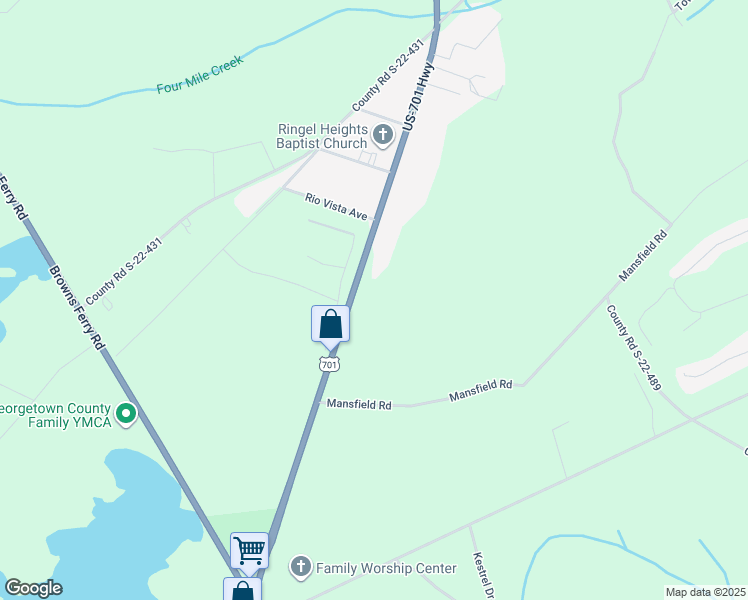 map of restaurants, bars, coffee shops, grocery stores, and more near 3822 North Fraser Street in Georgetown