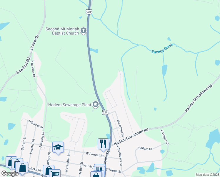 map of restaurants, bars, coffee shops, grocery stores, and more near 149 Oliver Hardy Court in Harlem