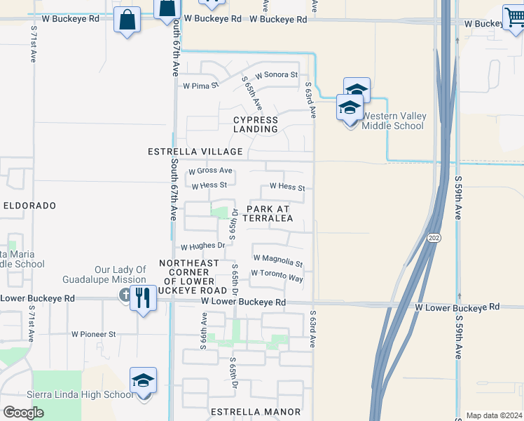 map of restaurants, bars, coffee shops, grocery stores, and more near 6408 West Whyman Avenue in Phoenix