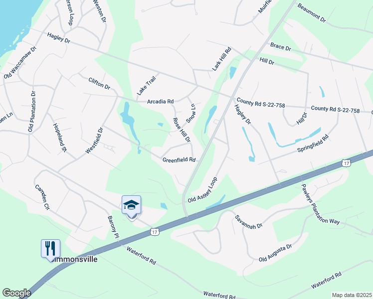map of restaurants, bars, coffee shops, grocery stores, and more near 49 Rose Hill Drive in Pawleys Island