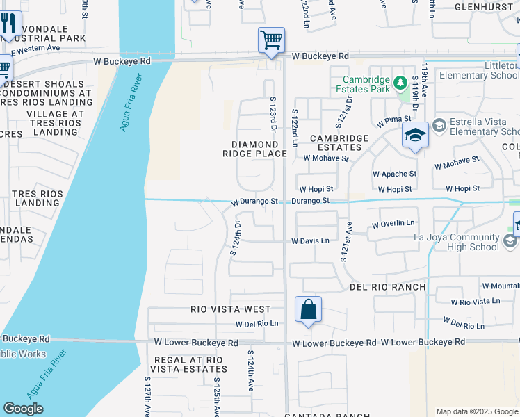 map of restaurants, bars, coffee shops, grocery stores, and more near 2002 South El Mirage Road in Avondale
