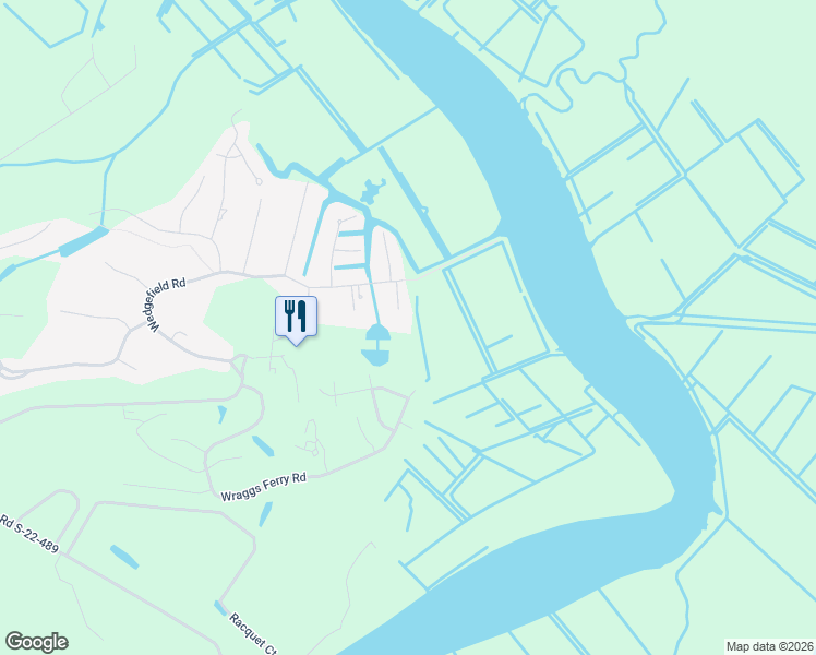 map of restaurants, bars, coffee shops, grocery stores, and more near 105 Duckpond Place in Georgetown