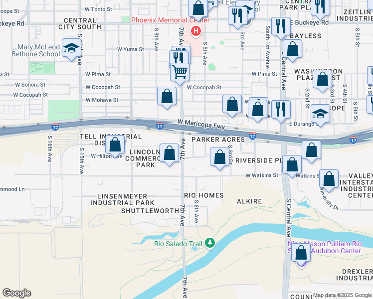 map of restaurants, bars, coffee shops, grocery stores, and more near 2142 South 6th Avenue in Phoenix
