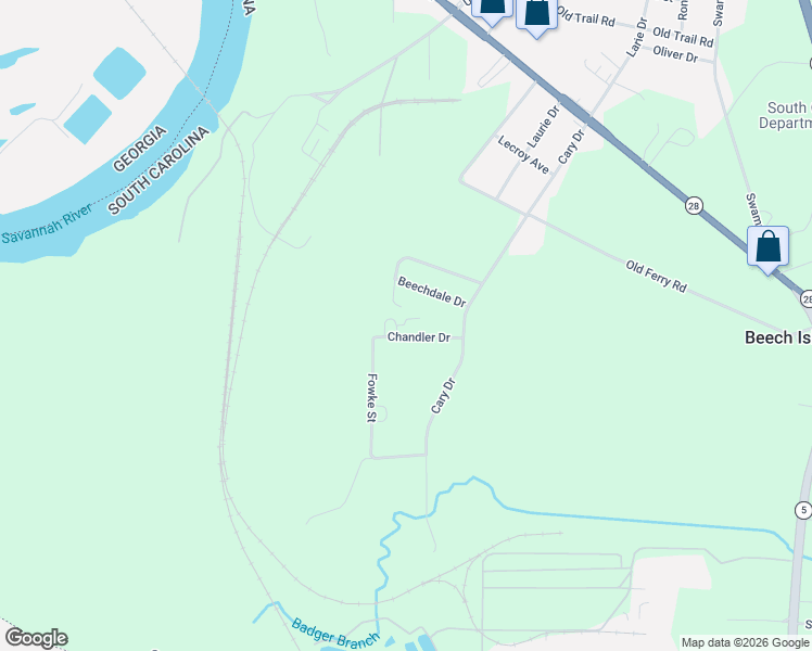 map of restaurants, bars, coffee shops, grocery stores, and more near 23 Chandler Drive in Aiken