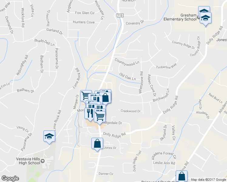map of restaurants, bars, coffee shops, grocery stores, and more near 1733 Collinwood Court in Birmingham