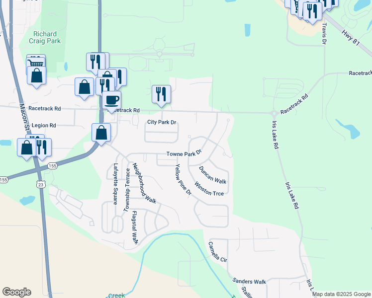 map of restaurants, bars, coffee shops, grocery stores, and more near 3010 Reynolds Run in McDonough