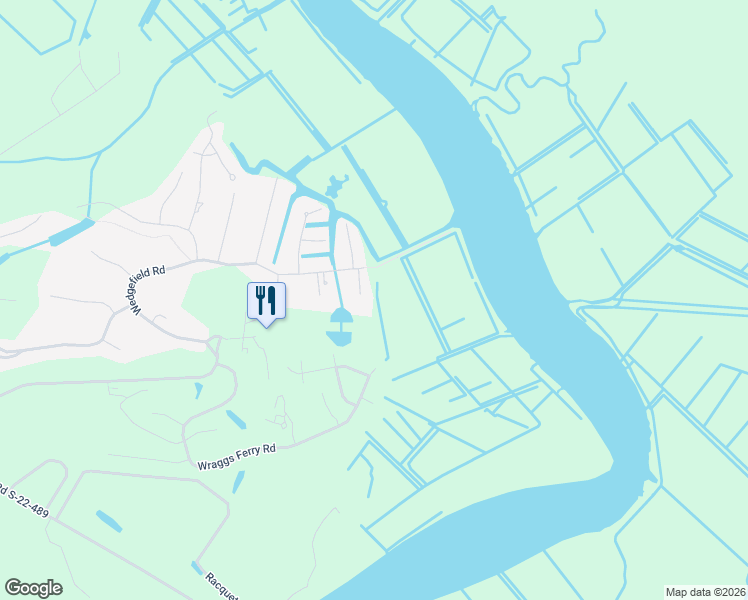 map of restaurants, bars, coffee shops, grocery stores, and more near 105 Duckpond Place in Georgetown