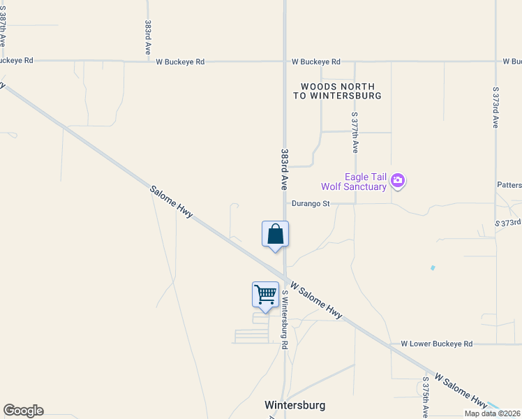 map of restaurants, bars, coffee shops, grocery stores, and more near 2019 South 380th Drive in Tonopah