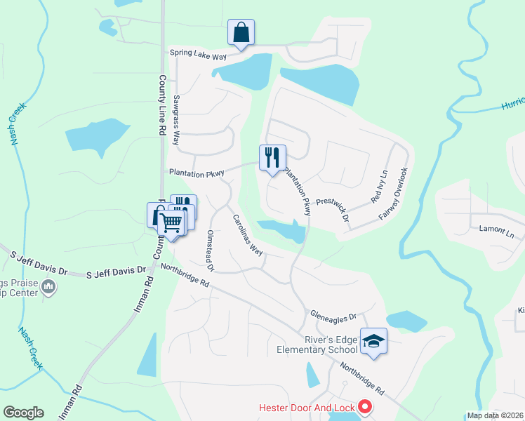 map of restaurants, bars, coffee shops, grocery stores, and more near 11997 Scottish Court in Fayetteville