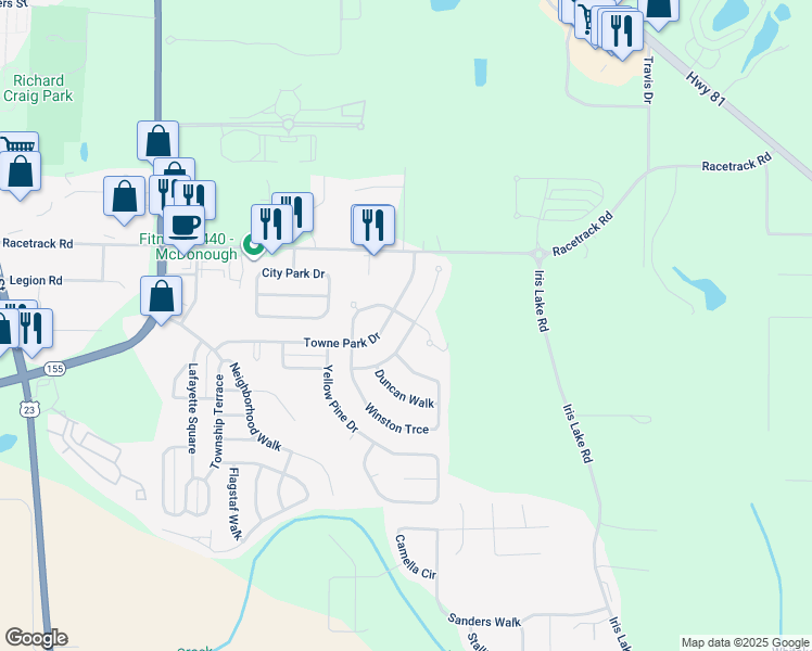 map of restaurants, bars, coffee shops, grocery stores, and more near 8105 Chapman Terrace in McDonough