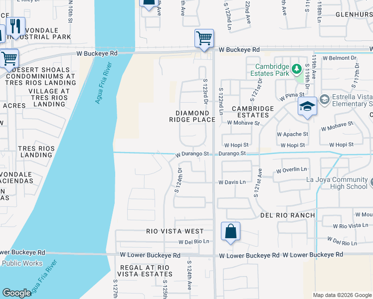 map of restaurants, bars, coffee shops, grocery stores, and more near 2002 South El Mirage Road in Avondale