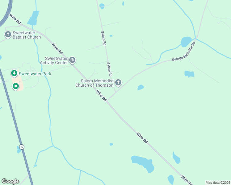 map of restaurants, bars, coffee shops, grocery stores, and more near 653 George McDuffie Road in Dearing